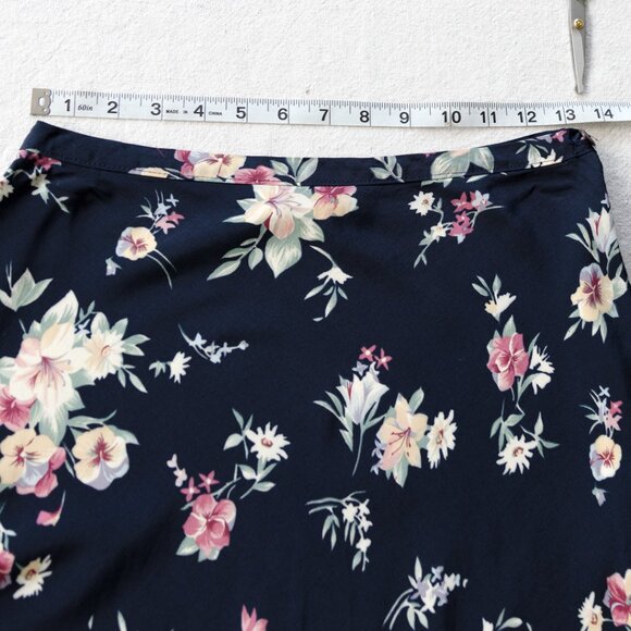 Vintage Navy Floral Maxi Skirt | 90s Boho | Romantic Whimsigoth | CottageCore - Picture 7 of 8